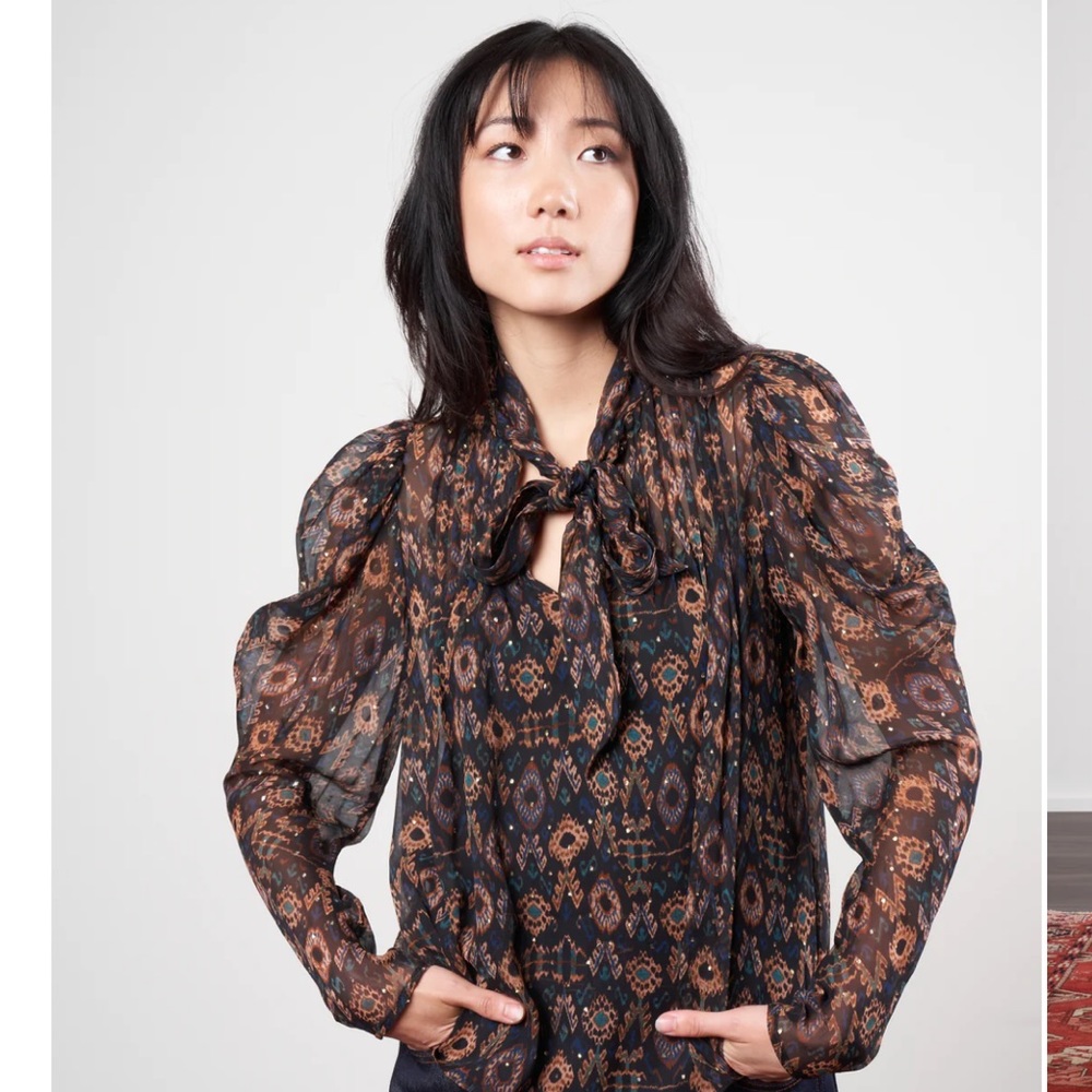 NWT $425 Ulla Johnson 100% Silk Ada Garnet Blouse Shirt - Picture 2 of 10